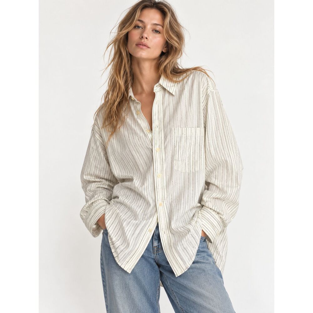Vintage 90s Cambridge Dry Goods Cotton Striped Button Up Shirt Size 12